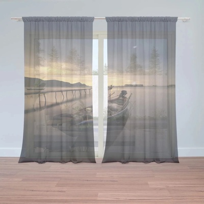 Sablio Záclony Loďka na jazere 2: 2ks 150x250cm