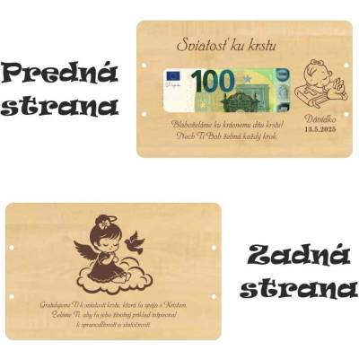 Dřevěná obálka na peníze pro holčičku - Svátost ke křtu
