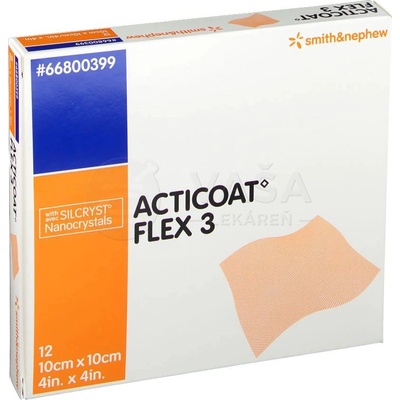ACTICOAT Flex 3 s nanokryštalickým striebrom krytie na rany 10x10cm, 1x12 ks