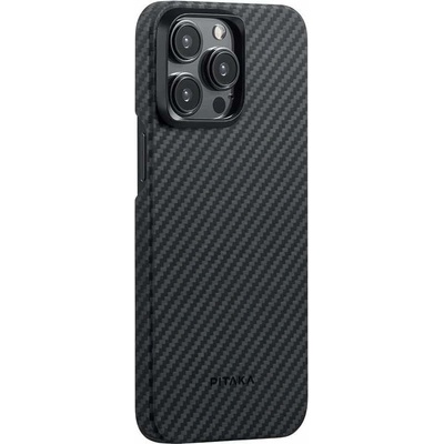 PITAKA MagEZ 4 1500D Aramid Fiber MagSafe Case - кевларен кейс с MagSafe за iPhone 15 Pro (черен-сив)