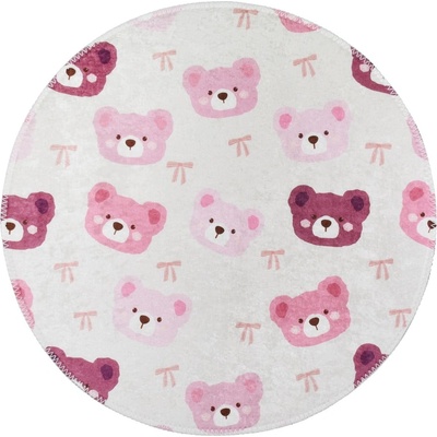 Vitaus Детски килим подходящ за пране розово и цвят слонова кост ø120 cm Cute Teddies Pink - Vitaus (KRN-KID-2133-Circle-120x120)