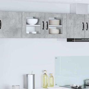 vidaXL Стенен стъклен шкаф PORTO Циментено сиво 40 x 31 x 40 см (885191)