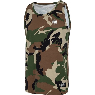 PitBull West Coast tielko Tank Top Slim Fit Small Logo woodl camo zelený maskáč