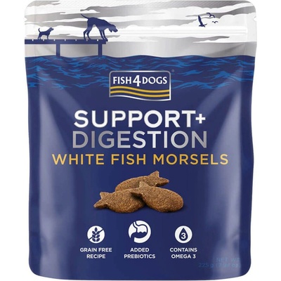 Fish4Dogs Support+ Digestion White Fish Morsels 225 г