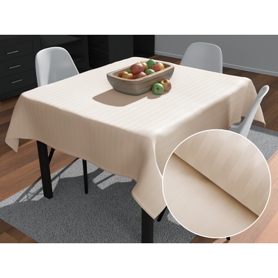 Biante Damaškový čtvercový ubrus Atlas Gradl béžové proužky 2 cm DM-018 100x100 cm