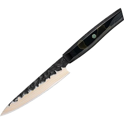 IZMAEL Damaškový kuchynský nôž Zankoku Utility/Čierna/Hnedá 13.4 cm