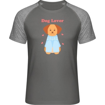 Mymate predĺžené tričko MY111 Nápis Dog Lover a psík grey solid heather grey