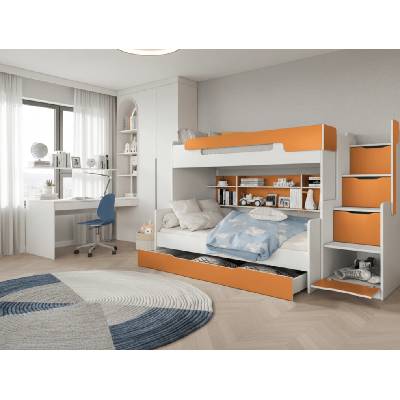 ArtBed Harry poschodová Biela / oranžová