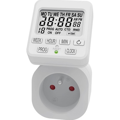 Solight DT35 digitální časový spínač s otočným LCD displejem, bílý