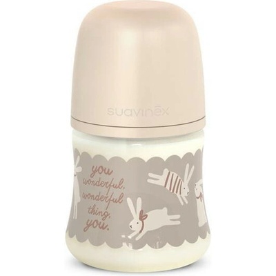 Suavinex Dojčenská fľaša Wonderland New Fyziol prietok S Krémový králik 150 ml
