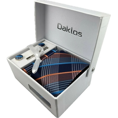 Daklos Luxusní set retro elegance Kravata kapesníček manžetové knoflíčky kravatová spona v dárkové krabičce
