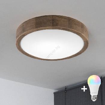 Brilagi Brilagi-LED RGBW Димируем плафон CARVALHO SLIM 1xE27/15W/230V Wi-Fi дъб Ø 27 (LEDBG0854)