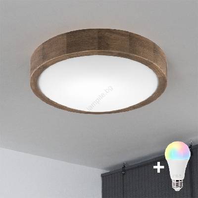 Brilagi Brilagi-LED RGBW Димируем плафон CARVALHO SLIM 1xE27/15W/230V Wi-Fi дъб Ø 27 (LEDBG0854)