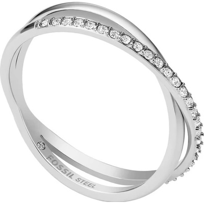 Fossil oceľový prsteň s kryštálmi JF04078040
