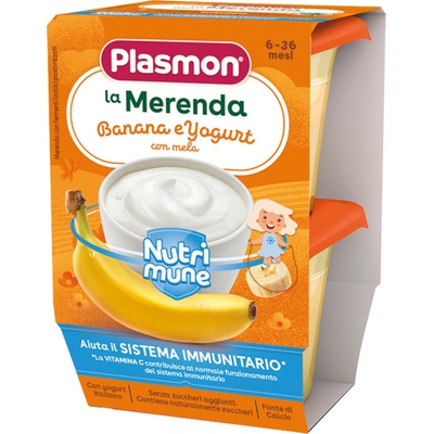 Plasmon Млечен десерт Нютримун банан и йогурт 8+м 2х120г