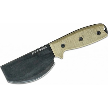 ONTARIO RAT-3 Skinner Knife 3.75" Coated Blade, Handles, Leather Sheath ON8661