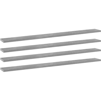 vidaXL Рафтове за етажерка, 4 бр, бетонно сиви, 100x10x1, 5 см, ПДЧ (805370)