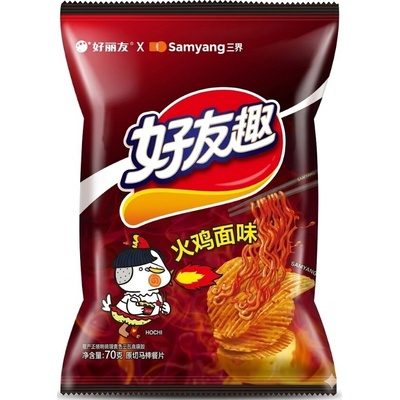 Poensgen bez lepku Orion Samyang Buldak Spicy Chicken Noodles Potato Chips 70 g