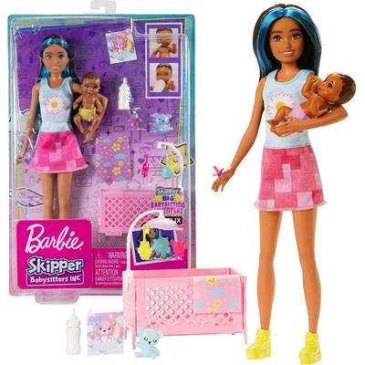 MATTEL Barbie Skipper Opatrovateľka Babysitter + bábätko + detská postieľka HJY34