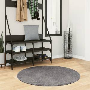 vidaXL Килим HUARTE с къс косъм, мек и миещ се, антрацит, Ø 100 см (375009)
