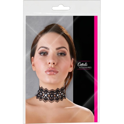 Cottelli - Перлена дантелена яка с кристали (черно)
