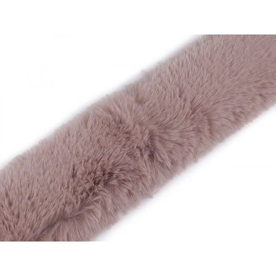 Našívacia odevná / dekoračná kožušina plochá, rezaná šírka 5 cm - 1 ks 2 pudrová tmavá