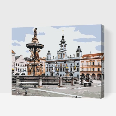 Painting Queens Maľovanie podľa čísel Námestie Přemysla Otakara II. 60 x 80 cm plátno na ráme PBN/CESKEBUDEJOVICE3/60X80/W
