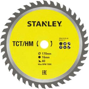 STANLEY - Пилен диск за дърво 170x16 мм, 40 зъба STA13125-XJ (STA13125-XJ)