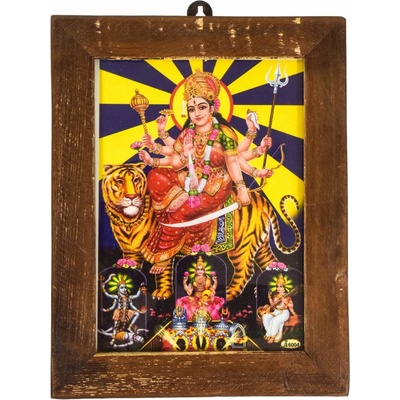 Sanu Babu Durga Maa, obrázek v rámečku z teakového dřeva, 15x1x20cm