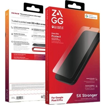 ZAGG Стъклен Протектор за Google Pixel 8, ZAGG Invisible Shield Elite Glass, Прозрачен (840056191457)