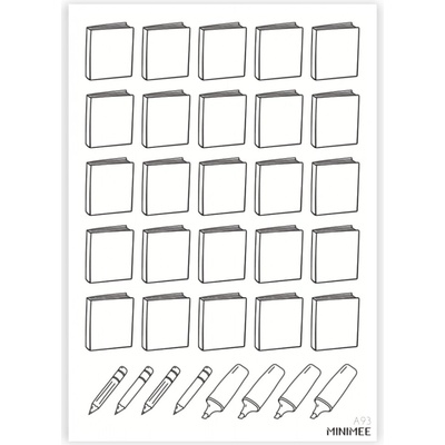 MINIMEE Papírové samolepky v aršíku A5 Kniha nebo BuJo