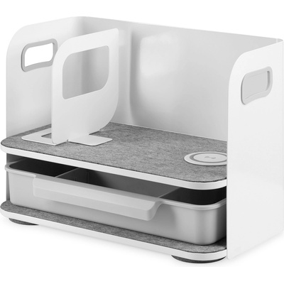 DIGITUS Desk organizer, storage drawer, QI charger white/grey (DA-90442)