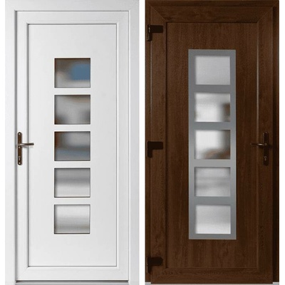 OknaDvereNaMiru.cz Vchodové dveře Lucy + INOX orámování zlatý dub / bílá levé otevírání ven 98 x 198 cm