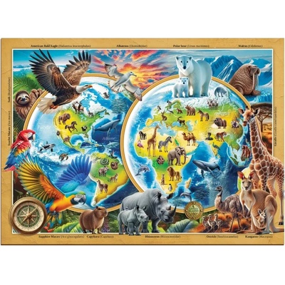 Дървен пъзел Wooden City, 1010 части - Дивите животни на планетата (NB 0820-XL)