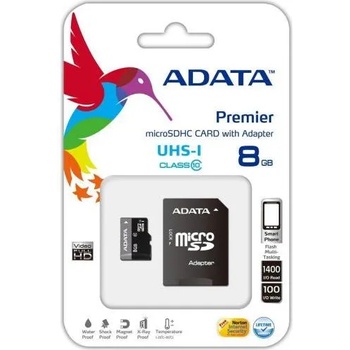 ADATA microSDHC Premier 8GB Class 10 UHS-I Micro Reader V3 AUSDH8GUICL10-RM3BKBL