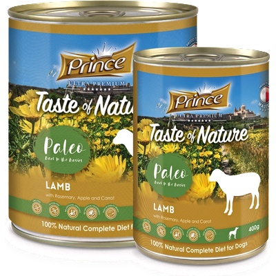 Prince|Pet nutrition Консерва за кучета с агнешко, розмарин, ябълка и морков TON PALEO LAMB ROSM 400gr