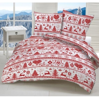 TiaHome Obliečky bavlna Vianočné obliečky Christmas červené Vankúš 70x90 Paplón 140x200