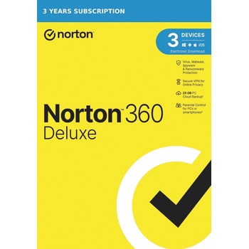 NORTON 360 DELUXE 25GB +VPN 1 lic. 3 lic. 36 mes.