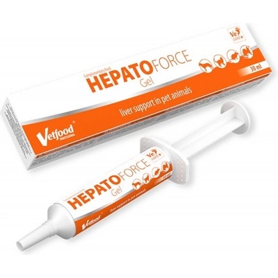 VetFood Hepatoforce Gel - вкусна паста за капризни животни, подпомагаща функцията и регенерацията на черния дроб, за кучета, котки и дребни животни, 30 мл - Полша