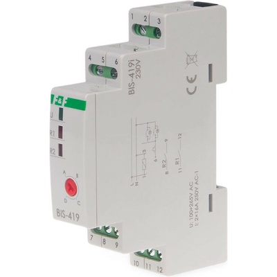 BIS-419-LED/230 - Sekvenčné impulzné relé so 4 funkciami, 230V, 16A (160A/20ms), 2x NO