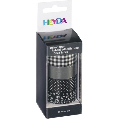 HEYDA Sada papierových pások čierny mix 1,5 cm x 5 m