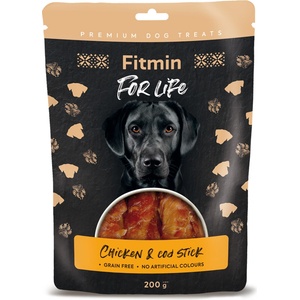 Dibaq Fitmin For Life Лакомство за кучета с пилешки пръчици от треска 200 g