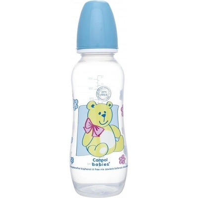 Canpol Babies láhev s potiskem Maxi světle modrá medvídek 330 ml