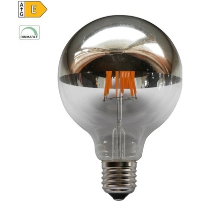 Diolamp LED Filament zrcadlová žárovka 8W/230V/E27/2700K/900Lm/180°/DIM, stříbrný vrchlík
