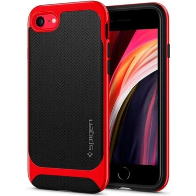 Spigen Neo Hybrid Case - хибриден кейс с висока степен на защита за iPhone SE (2020), iPhone 8, iPhone 7 (черен-червен)