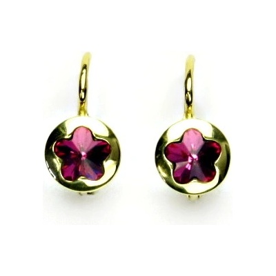 Čištín zlaté 144903308 Swarovski krystal fuchsia kytičky NK 1300