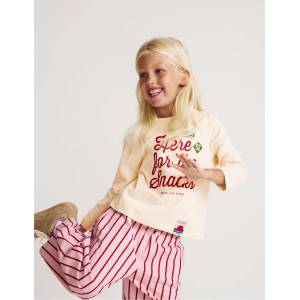 Marks & Spencer Топ от чист памук с надпис "For The Snacks" (2-8 години) Marks & Spencer кремав Marks & Spencer | Bezhov | Момичешки | 2-3 години