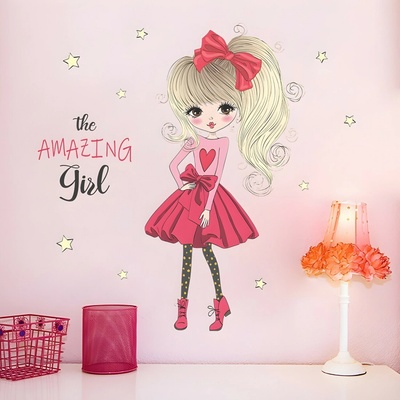 HARAHU Samolepka na stenu/Tapeta Amazing Girl 68x53 cm