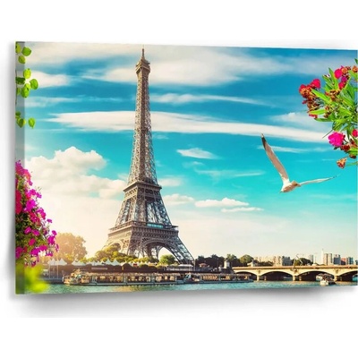 Sablio Obraz Paríž Eiffelova veža Mraky - 90x60 cm
