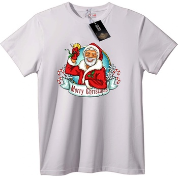 NOONEBRAND Тениска Весела Коледа Санта - 2XL, White